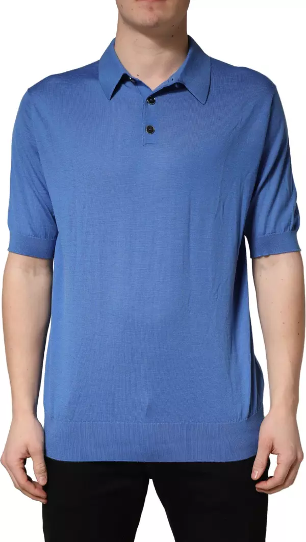 Blue Cashmere Short Sleeves Polo  T-shirt