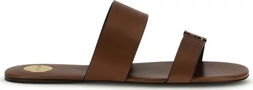 Brown Calf Leather Bos Taurus Flat Sandals