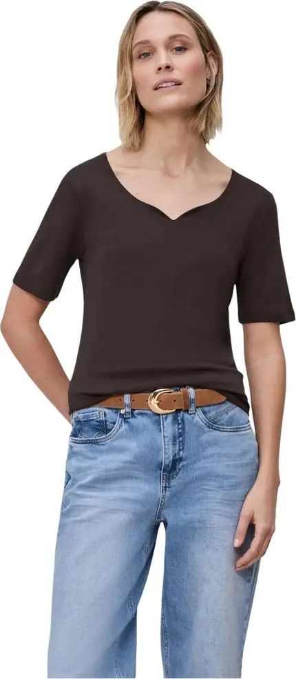 Brown Cotton Long Sleeve T-Shirt