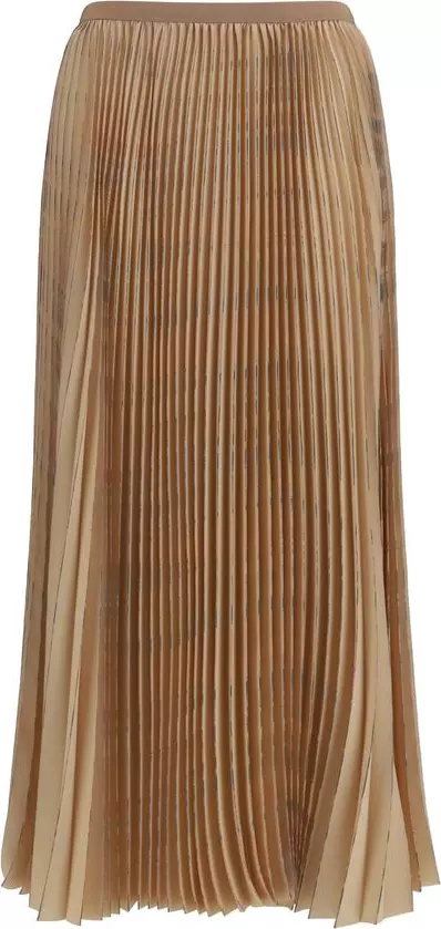 Beige Polyester Midi Skirt
