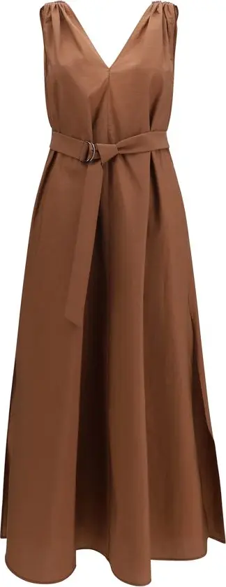 Brown Polyamide Casual Dress