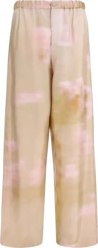 Multicolor Silk Casual Pants