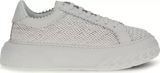 White Calf Leather Bos Taurus Chunky Sneakers