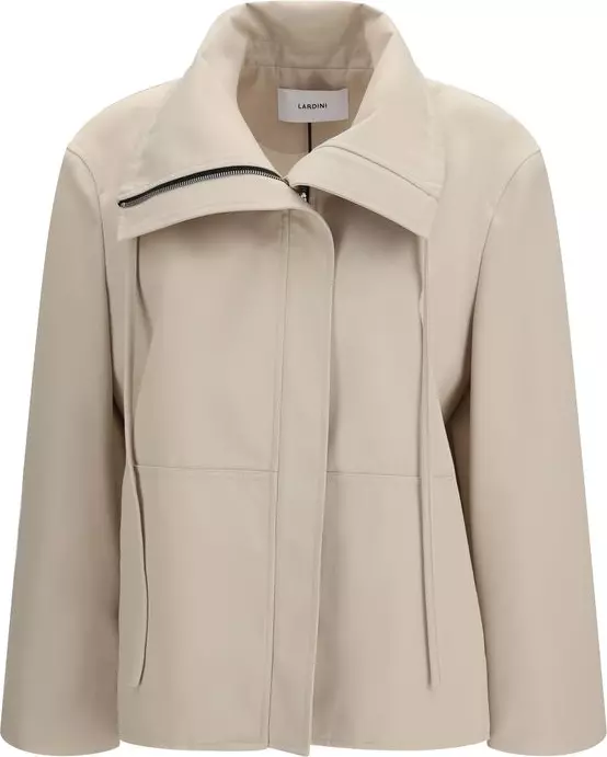 Beige Polyester Full-Length Jacket