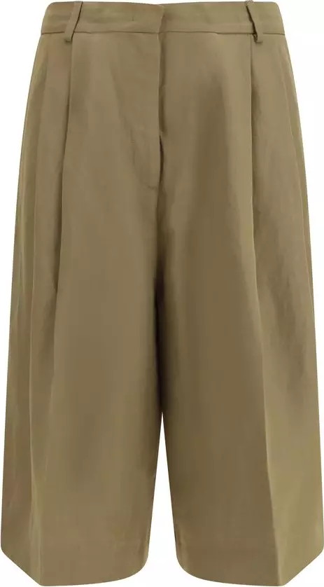 Beige Viscose Cropped Pants
