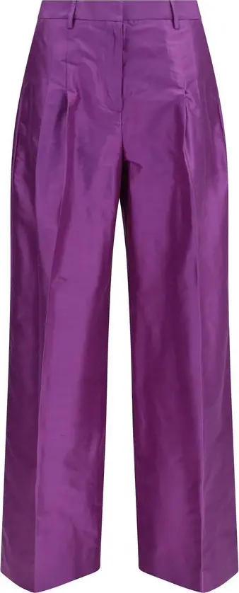 Purple Silk Casual Pants