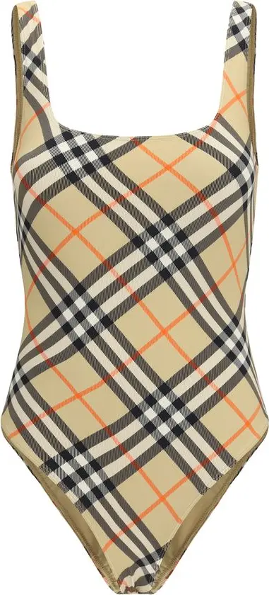 Beige Polyamide One-Piece Swimsuit