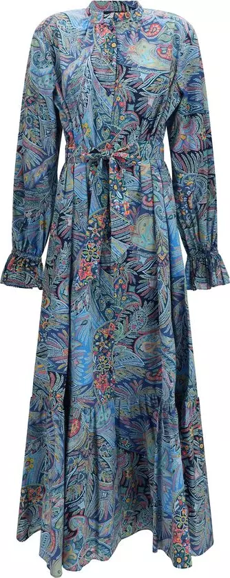 Blue Cotton Casual Dress