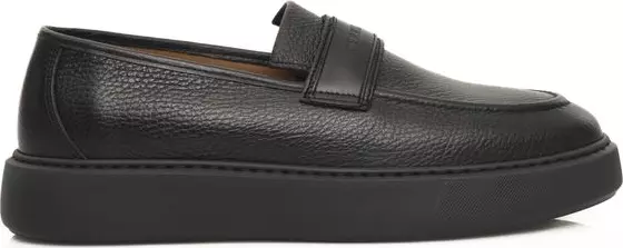 Black Leather Men Loafer