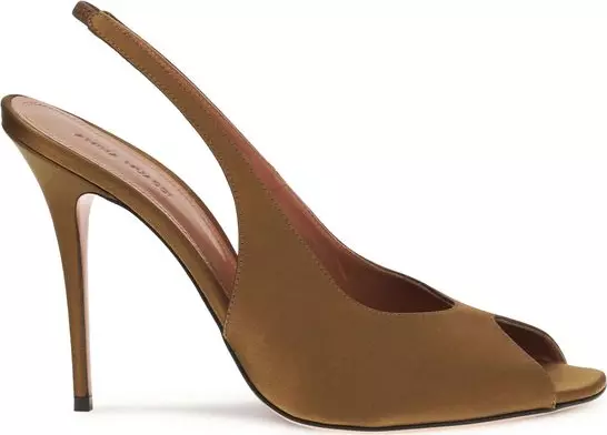 Brown Silk Stiletto Heel Sandals