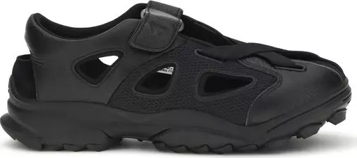 Black Calf Leather Bos Taurus Flat Sandals