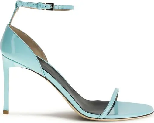 Blue Calf Leather Bos Taurus Stiletto Heel Sandals