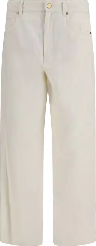 Beige Cotton Casual Pants