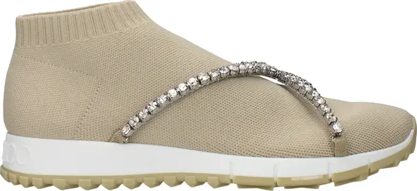 Beige Fabric Slip-On Loafers
