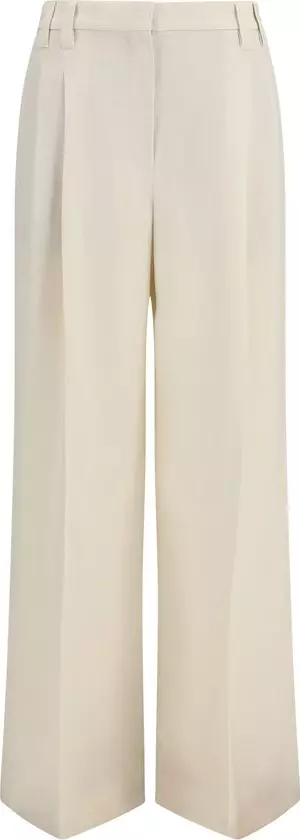 Beige Viscose Casual Pants