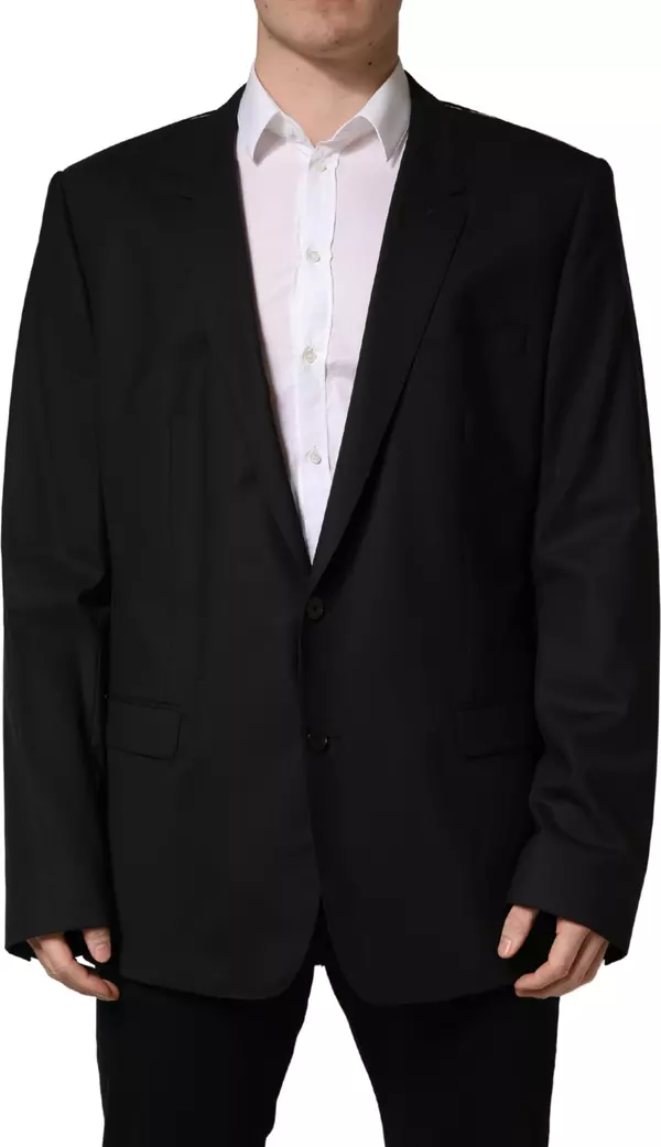 Black Single Breasted 2 Button Suit Jacket