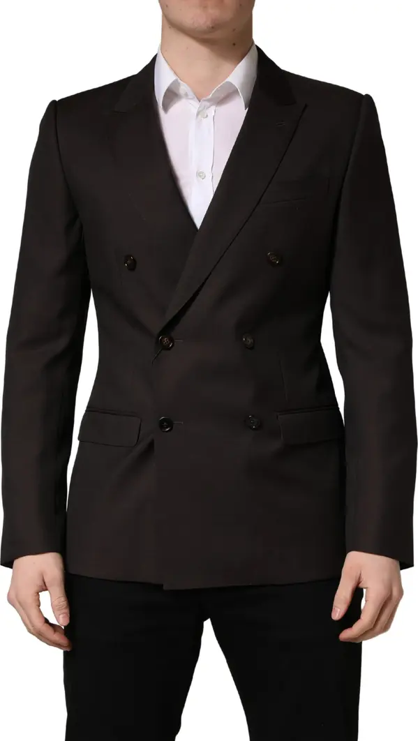 Dark Violet Wool Double Breasted Suit Jacket