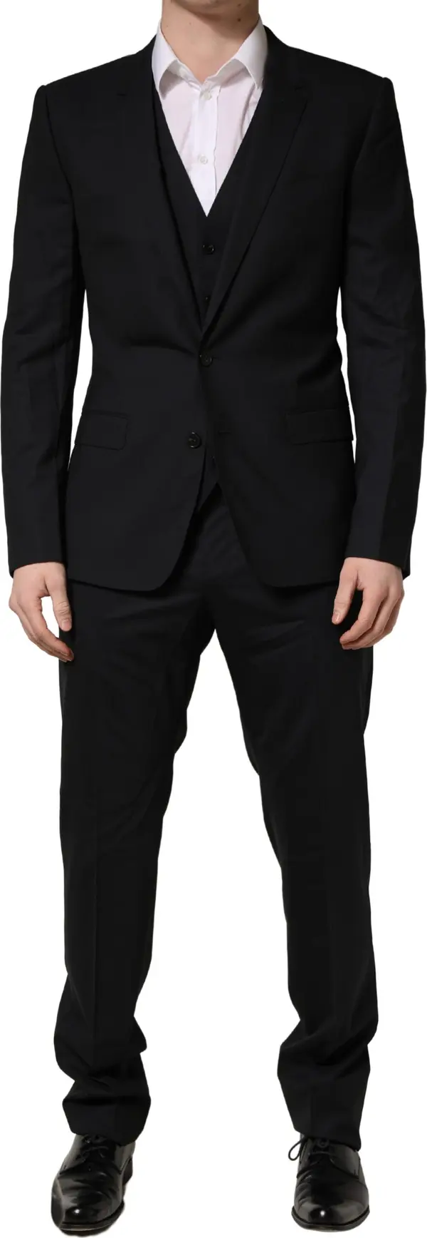 Black Wool 2 Buttons Formal 3 Piece Men Suit
