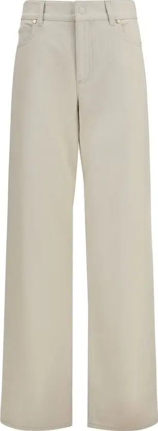 Beige Cotton Straight-Leg Jeans