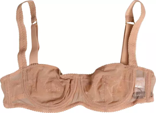 Beige Lace Mesh Underwire Balconnet Bra Underwear