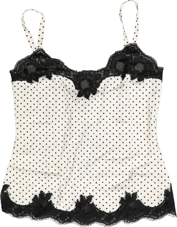 White Polka Dot Lace-Trimmed Camisole Top Underwear