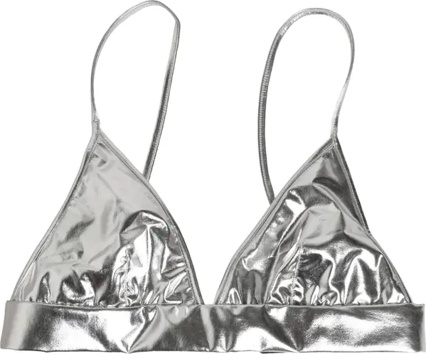 Metallic Silver Sleeveless Bustier Cropped Top
