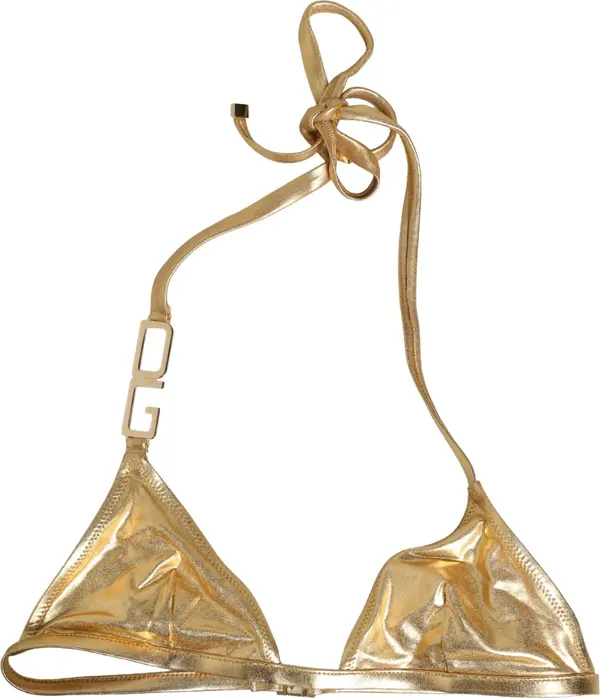 Gold-Tone Triangle Bikini Top DG Logo Swimwear