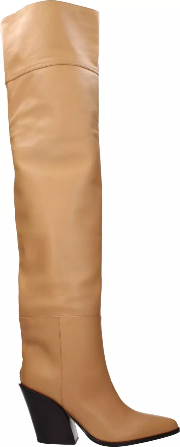 Beige Leather Ankle Boots