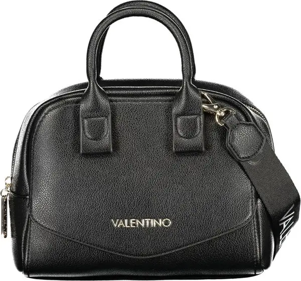Black Synthetic Leather Women's Bag with Shoulder Strap