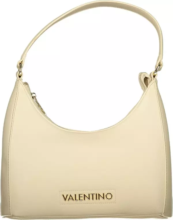Beige Polyurethane Women's Bag with Adjustable Shoulder Strap