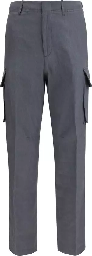 Gray Linen Cargo Pants