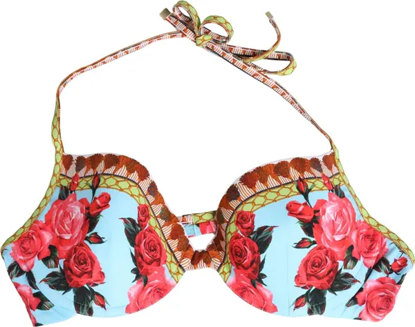 Multicolor Floral Print Halter Bikini Top Swimwear