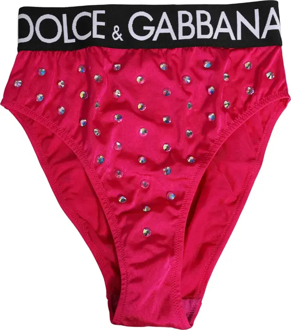 Pink Crystal High Waist Brief Panty Underwear