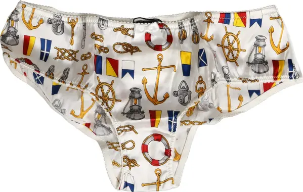 White Sailor Print Polyester Bottoms Underwear