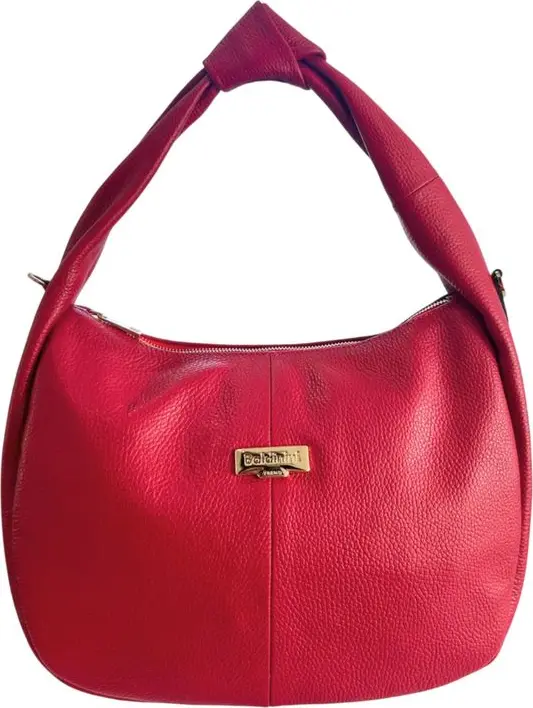 Red Leather Women Shoulder Bag