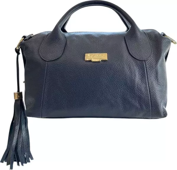 Blue Leather Women Handbag