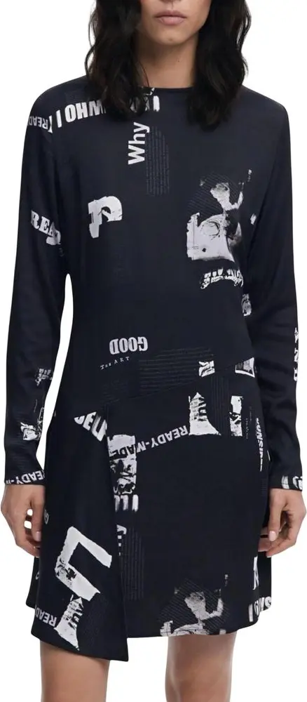 Black Viscose Short Dress
