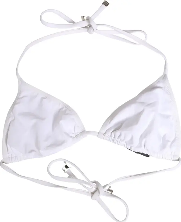White Nylon Triangle Beachwear Bikini Top Swimwear