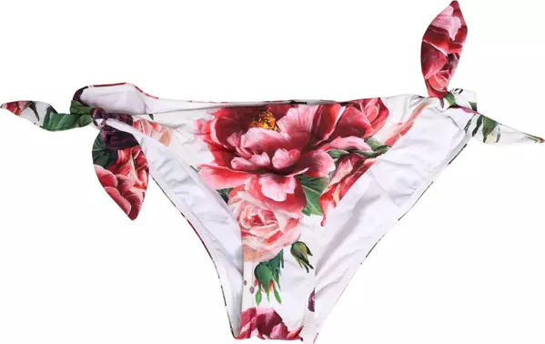 White Floral Print Swimsuit Bikini Bottom Swimwear