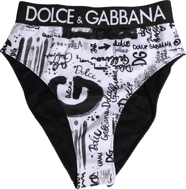 Black White Graphic Logo High Brief Underwear
