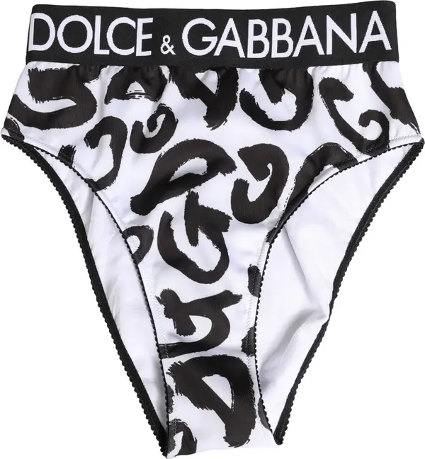 Black White Graphic Logo High Brief Underwear