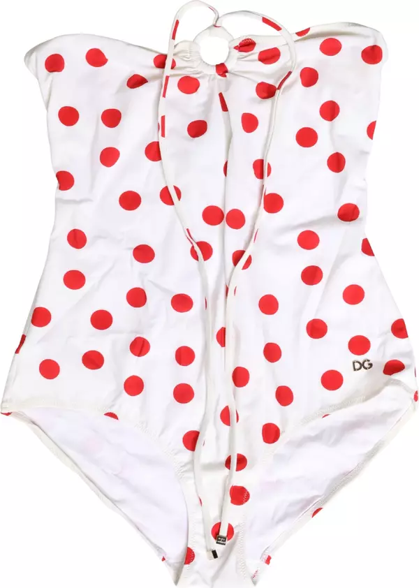 White Polka Dot One-Piece Swimsuit Swimwear