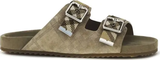 Beige Calf Leather Bos Taurus Flat Sandals