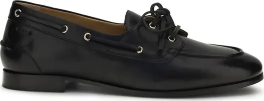 Black Buffalo Leather Slip-On Loafers