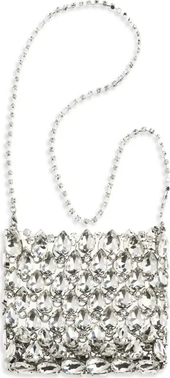 Silver Polyester Shoulder Bag