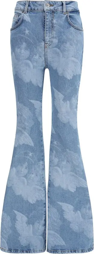 Blue Cotton Flared Jeans