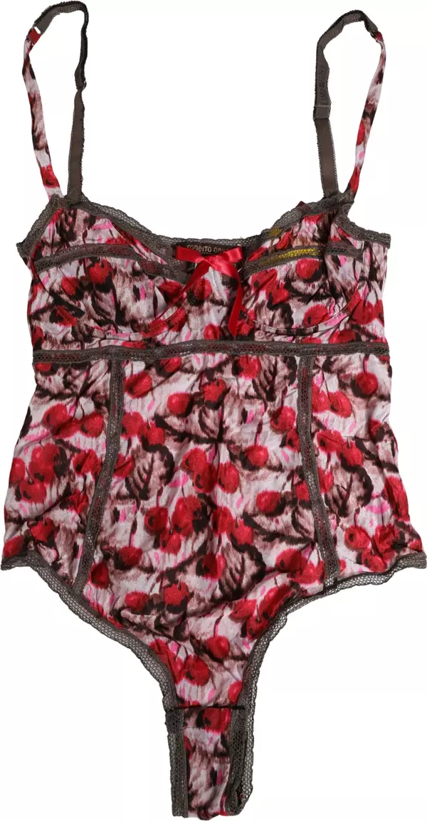 Multicolor CherryPrint Lace Bodysuit Underwear
