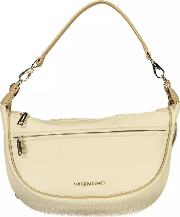 Beige Polyurethane Women's Bag With Adjustable Shoulder Strap