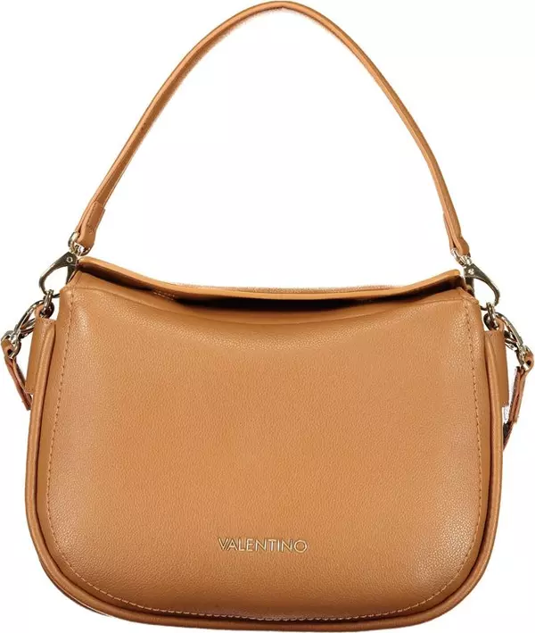 Brown Polyurethane Women's Bag with Removable Shoulder Strap