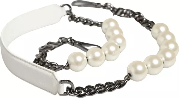 White Leather Silver Chain Bag Accessory Shoulder Strap